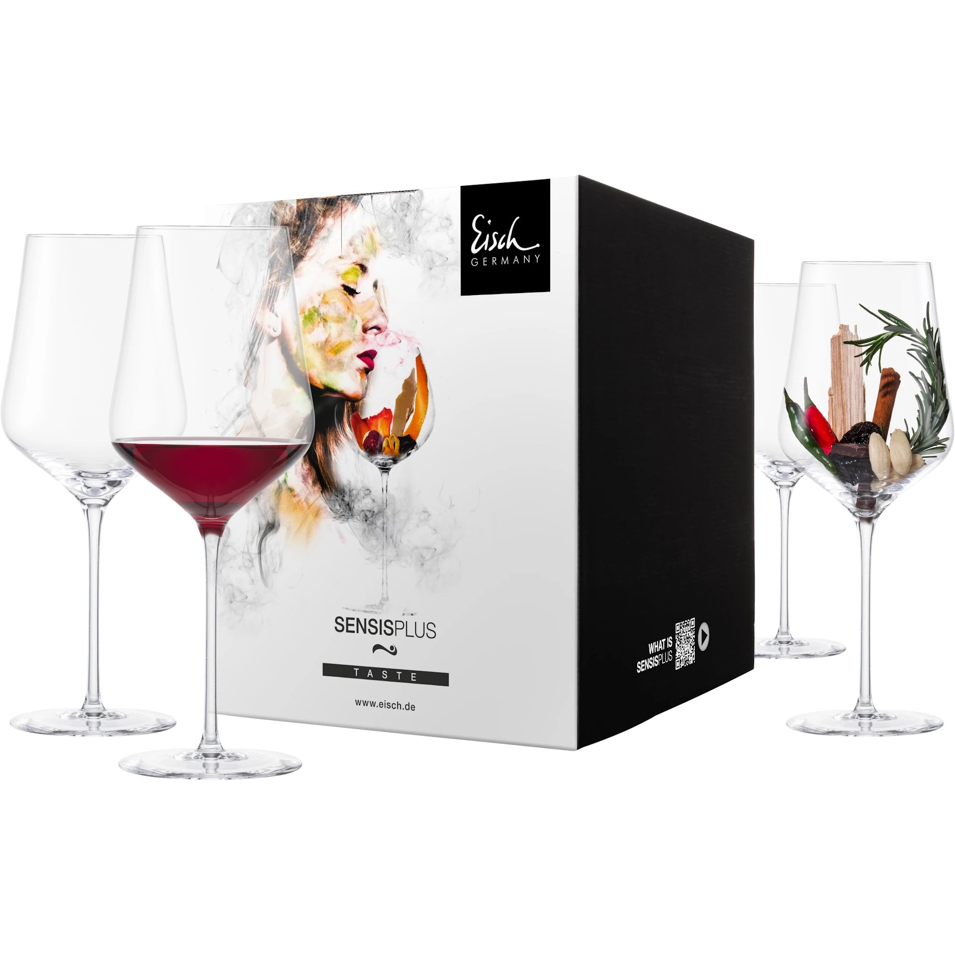 Eisch Bordeauxglas Sky SENSISPLUS - 4 Stück im Geschenkkarton 518/21 mit Aromen