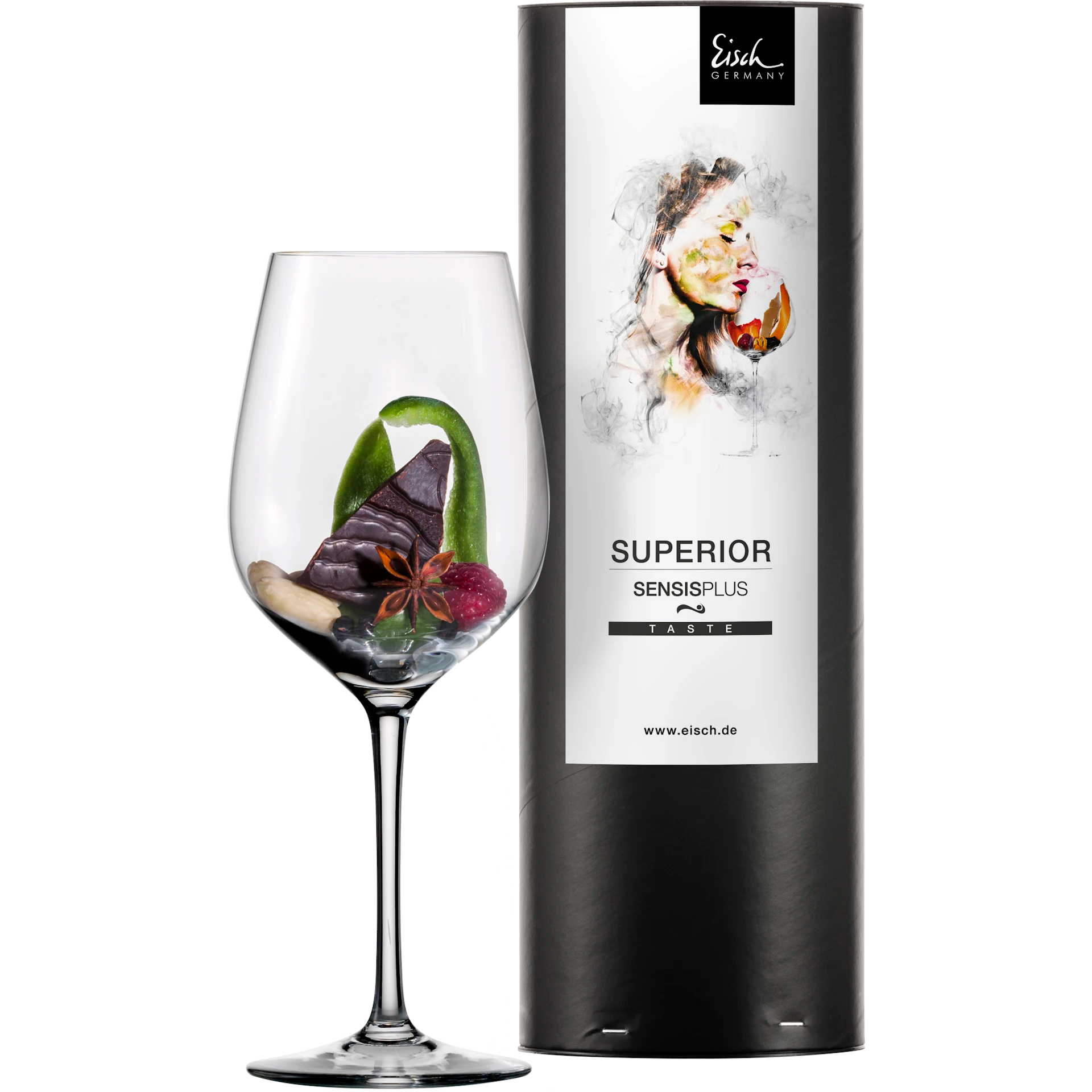 Eisch Rotweinglas Superior SENSISPLUS in Geschenkröhre 500/2 mit Aromen