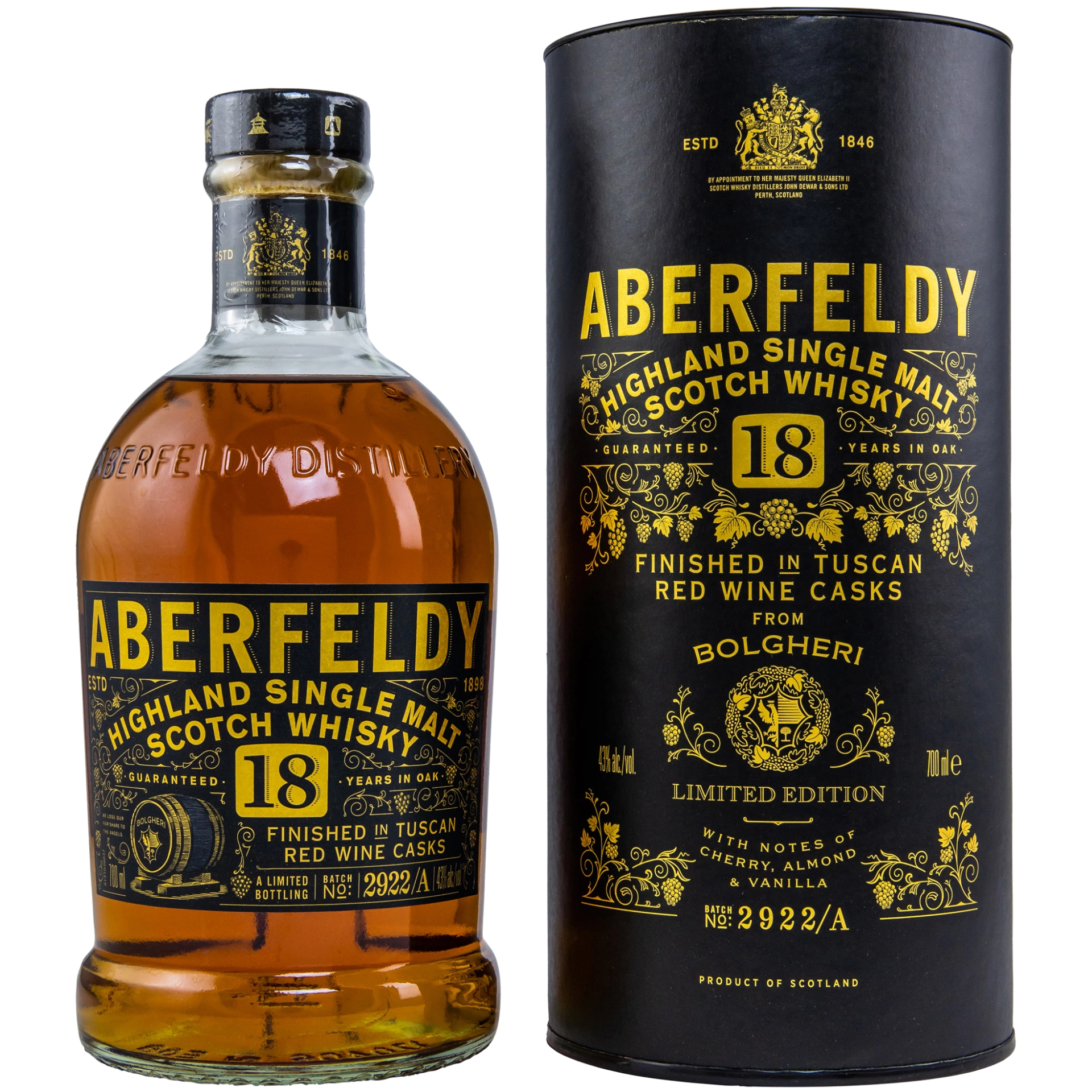 Aberfeldy 18 year old Tuscan Bolgheri Italian Red Wine Cask transparent