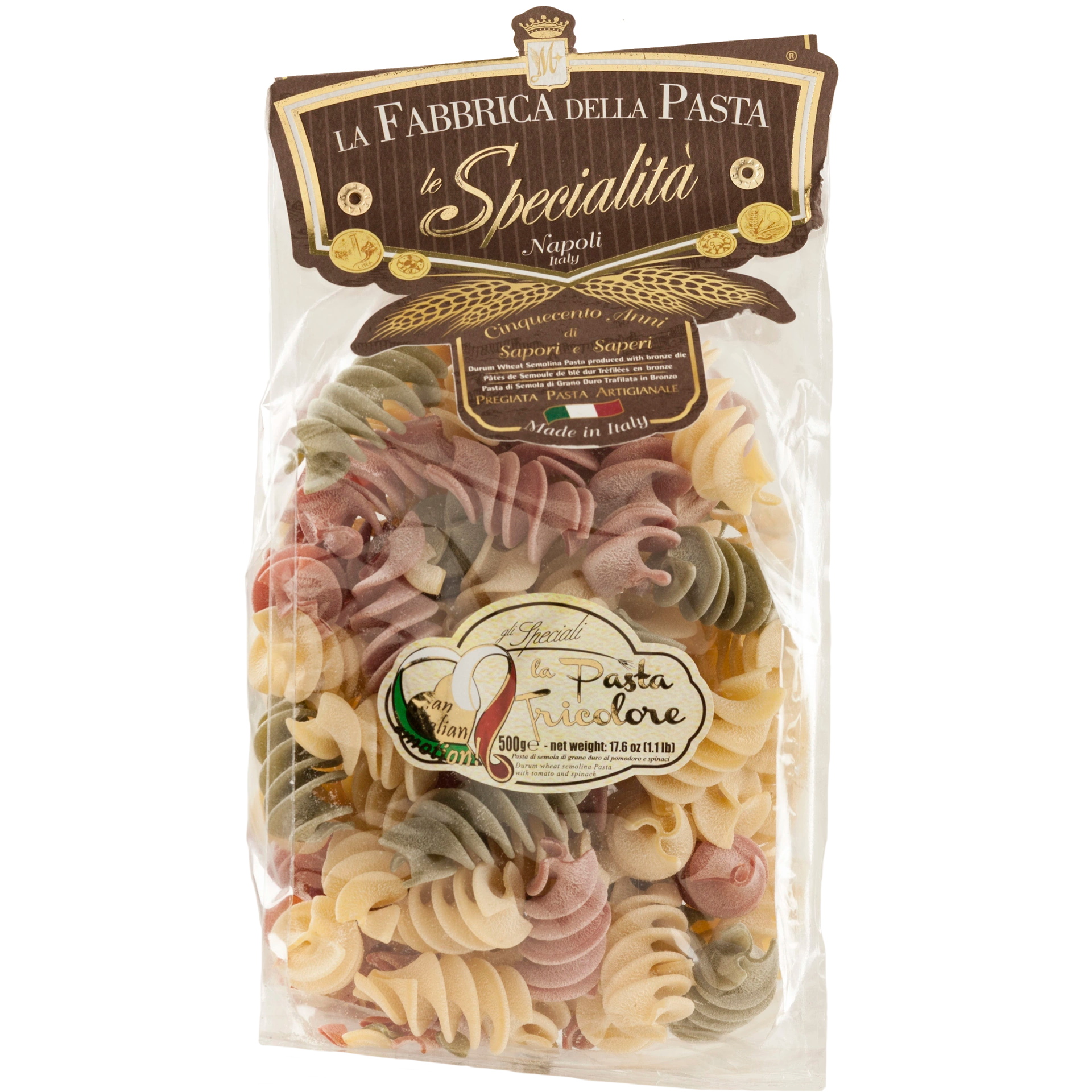 Gragnano Fusilloni IGP - Kurze Spiralnudeln tricolore