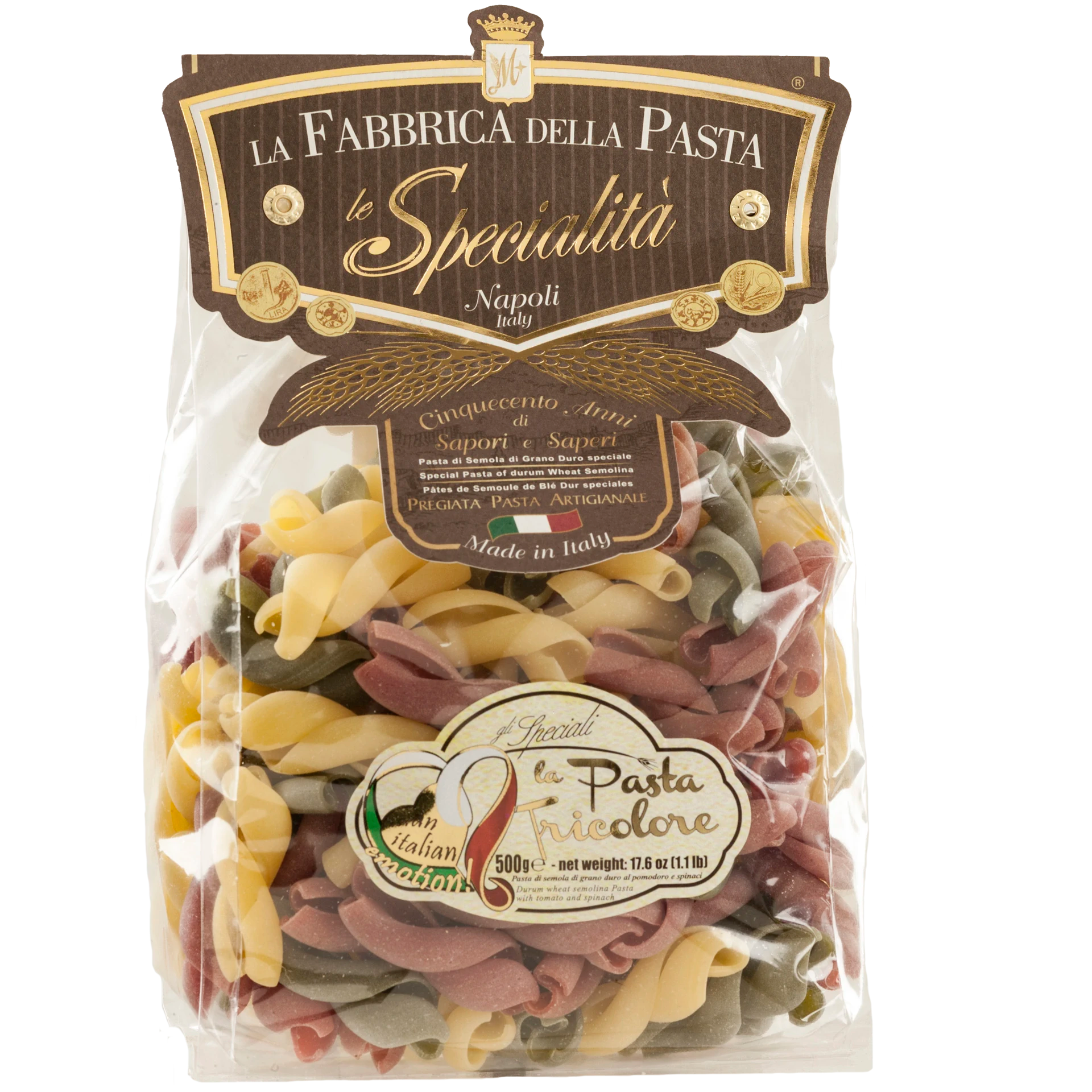 Gragnano Fidanzati IGP - Kurze Spiralnudeln dreifarbig (Tricolore)