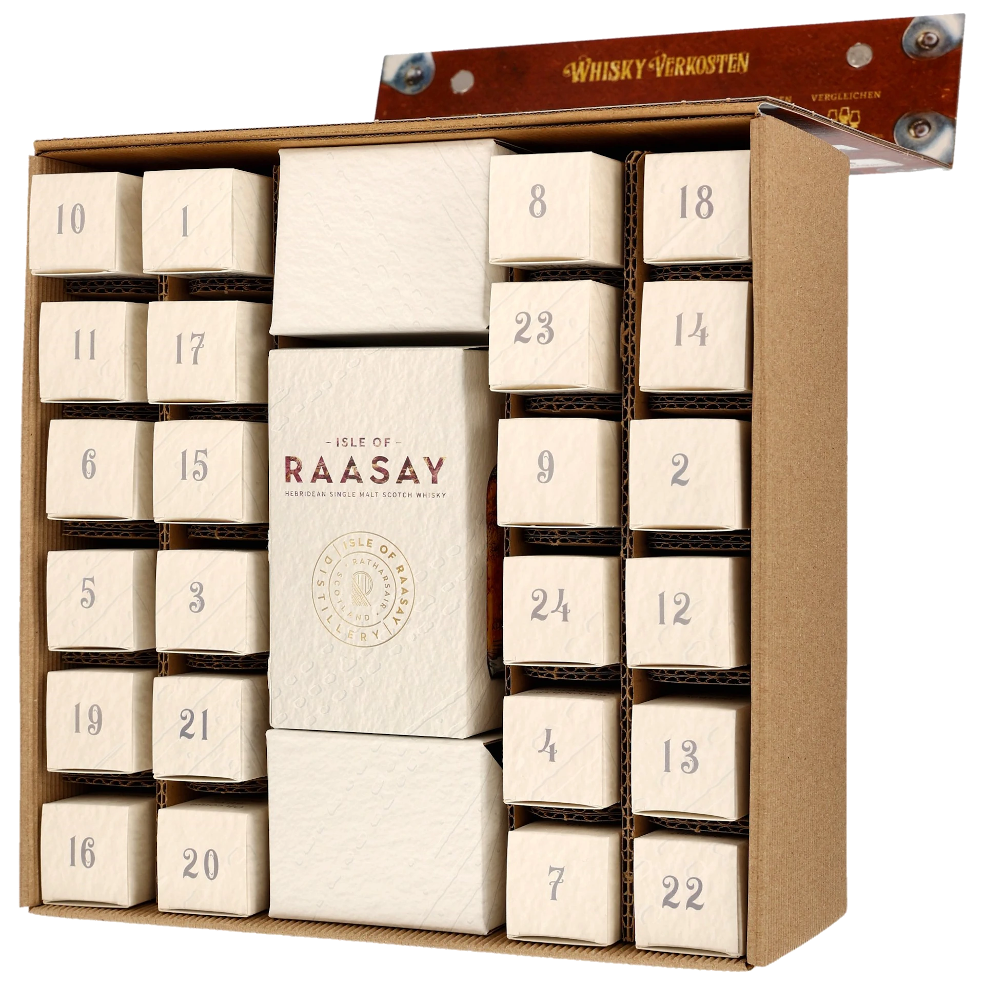 Whisky Wonder World Adventskalender 24x Miniatur-Flaschen geöffneter Kalender