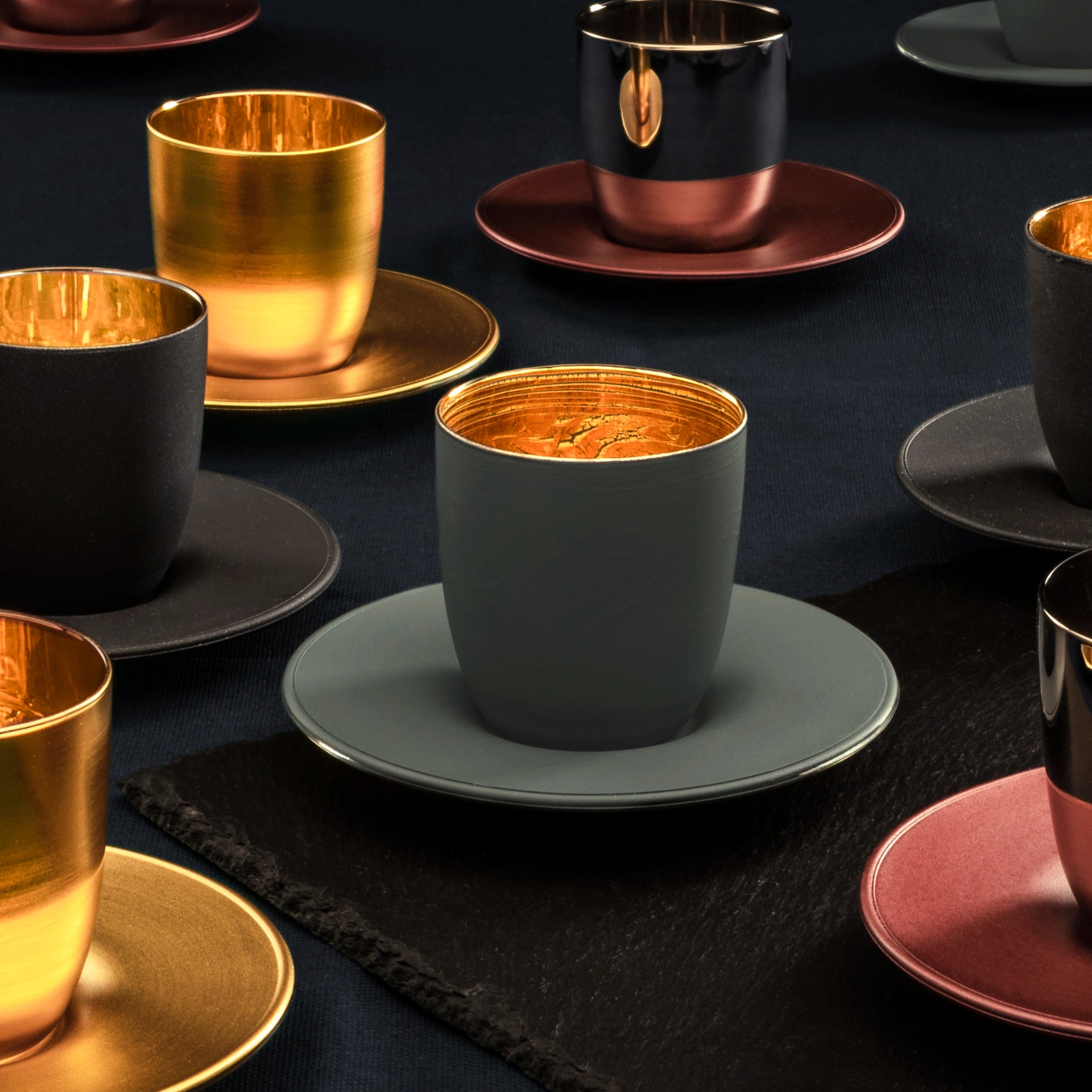 Eisch Espressoglas mit Untersetzer - Cosmo Collect grau in Geschenkröhre 109/6 Design