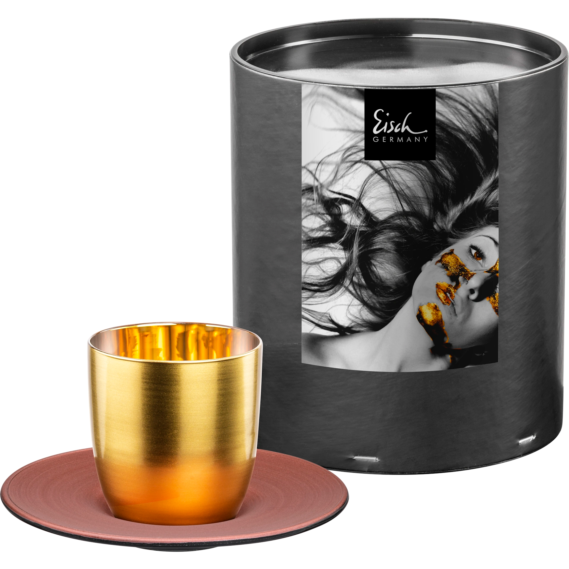 Eisch Espressoglas mit Untersetzer - Cosmo Collect kupfer in Geschenkröhre 109/6