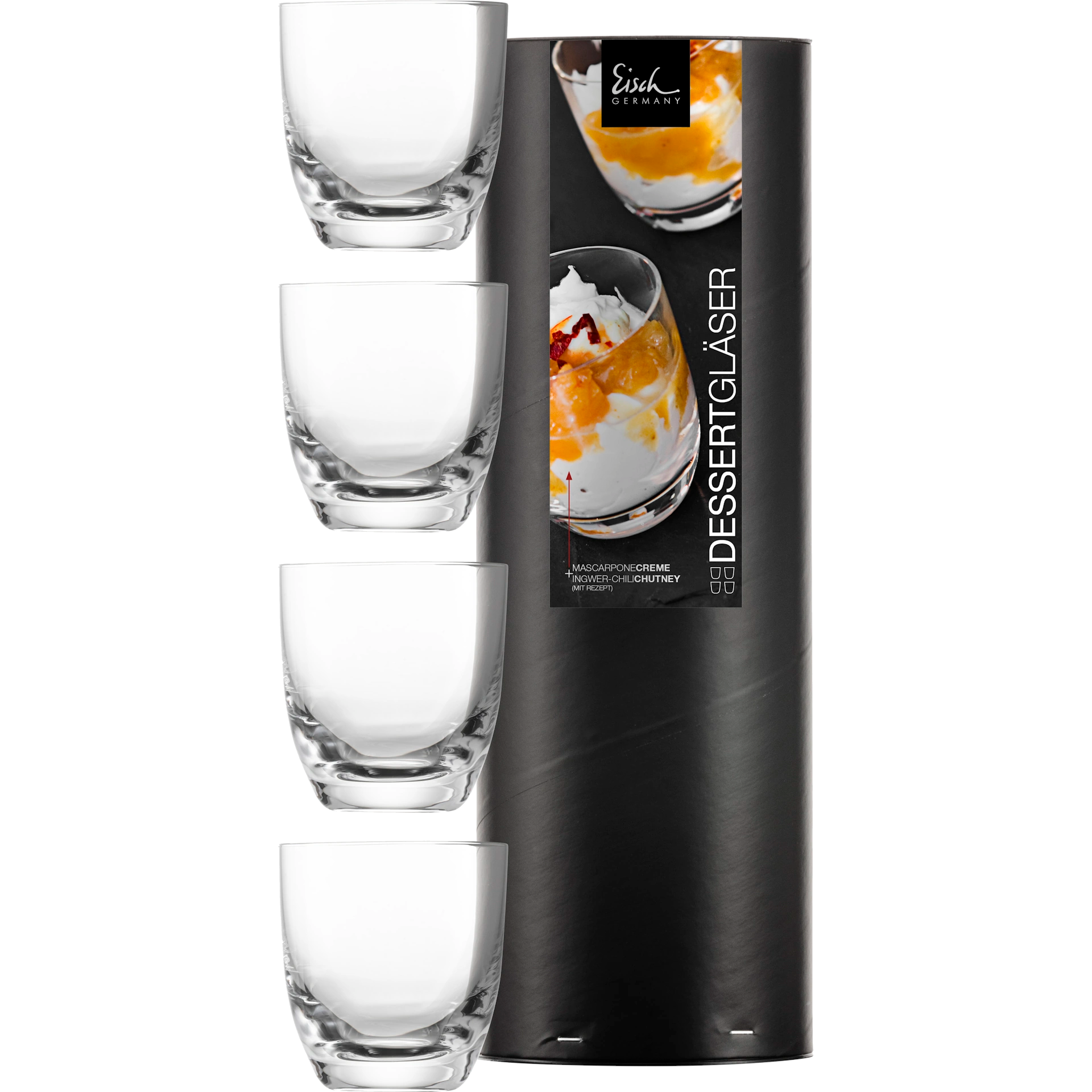 Eisch Dessertglas - 4 Stück in Geschenkröhre 109/6