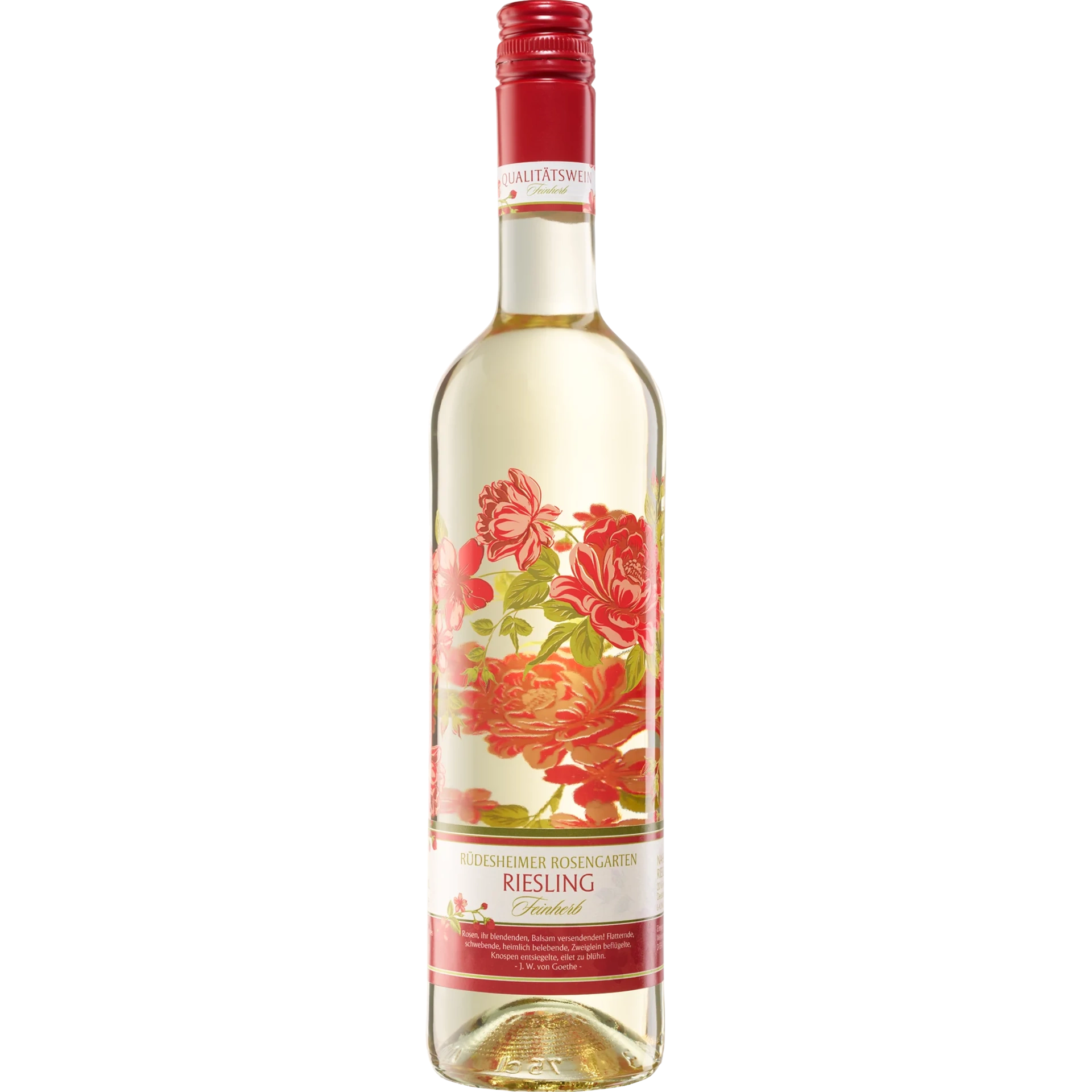 Moselland Nahetal Blumenflasche - Blickfang Rüdesheimer Rosengarten Riesling QbA