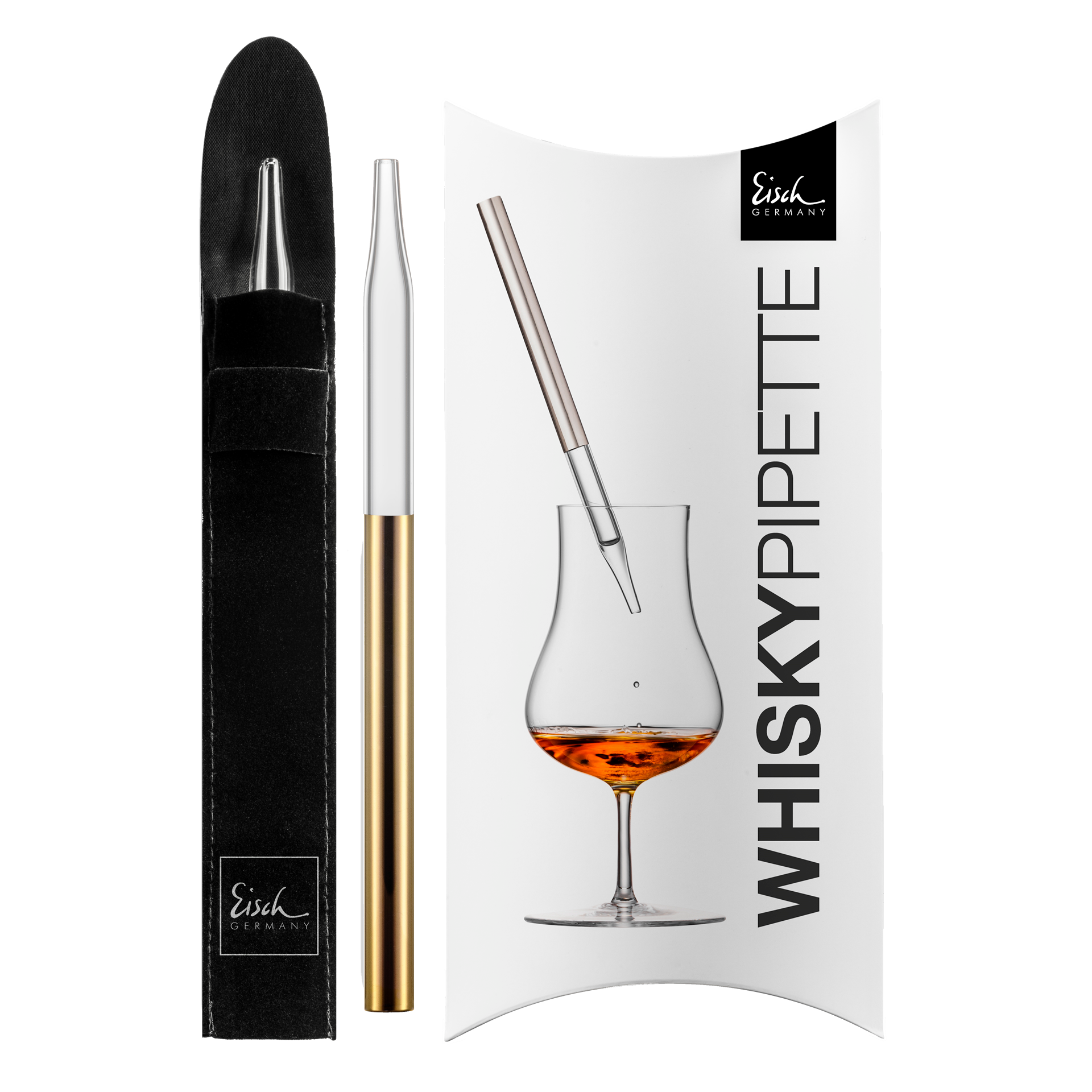 Eisch Whisky Pipette Gentleman gold im Geschenkkarton 999/2