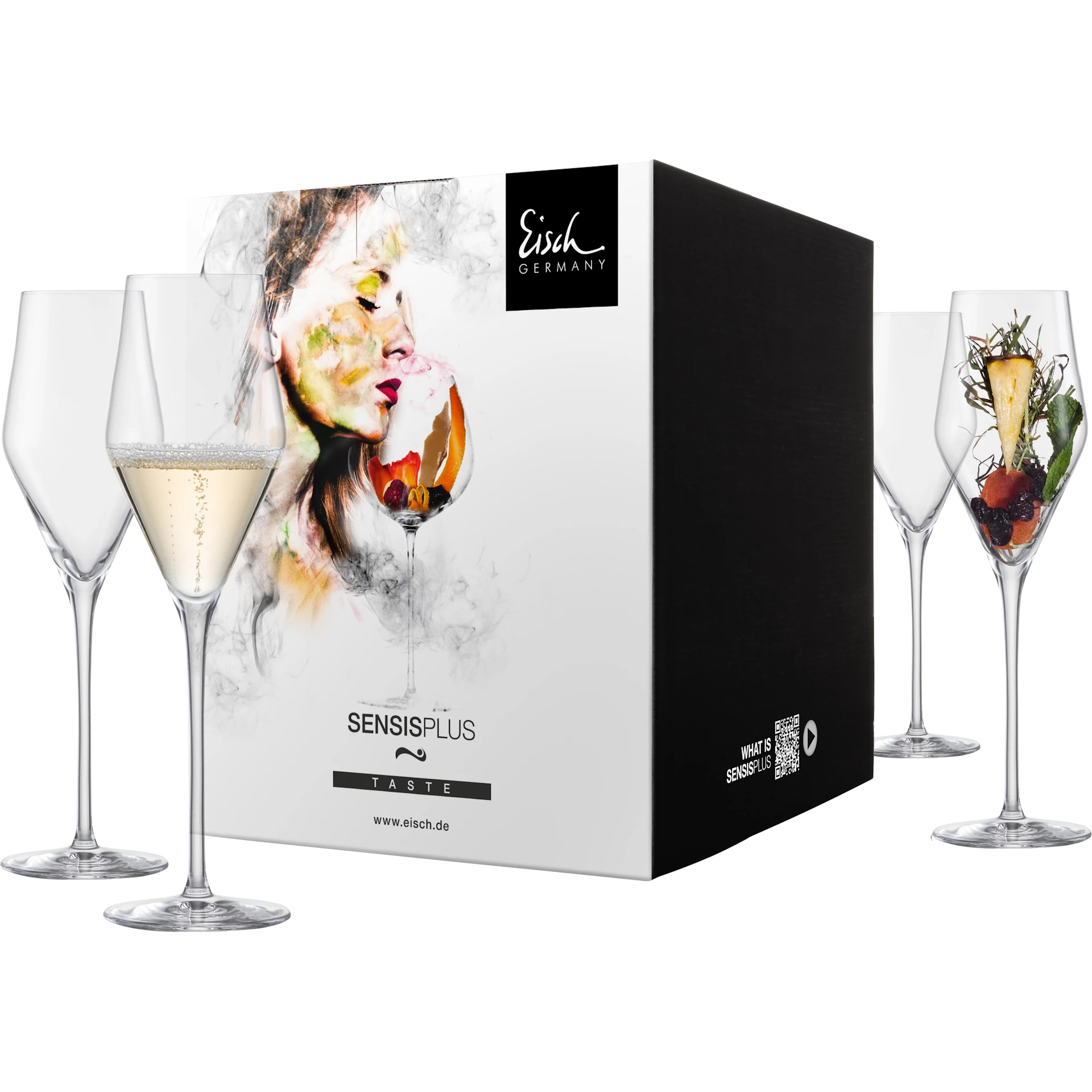Eisch Champagnerglas Sky SENSISPLUS - 4 Stück im Geschenkkarton 518/7 mit Aromen