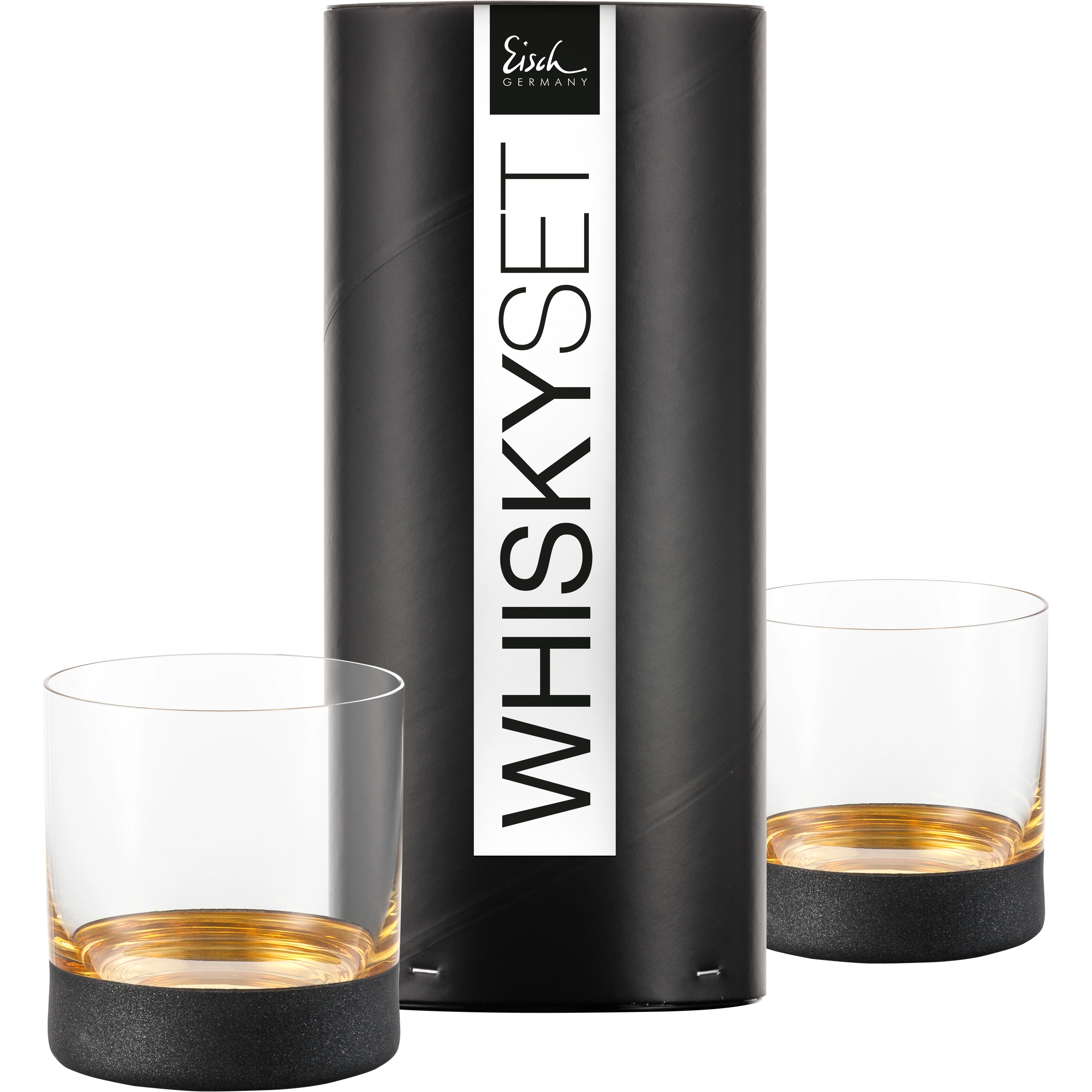 Eisch Whiskyglas Cosmo gold - 2 Stück in Geschenkröhre 500/14 transparent