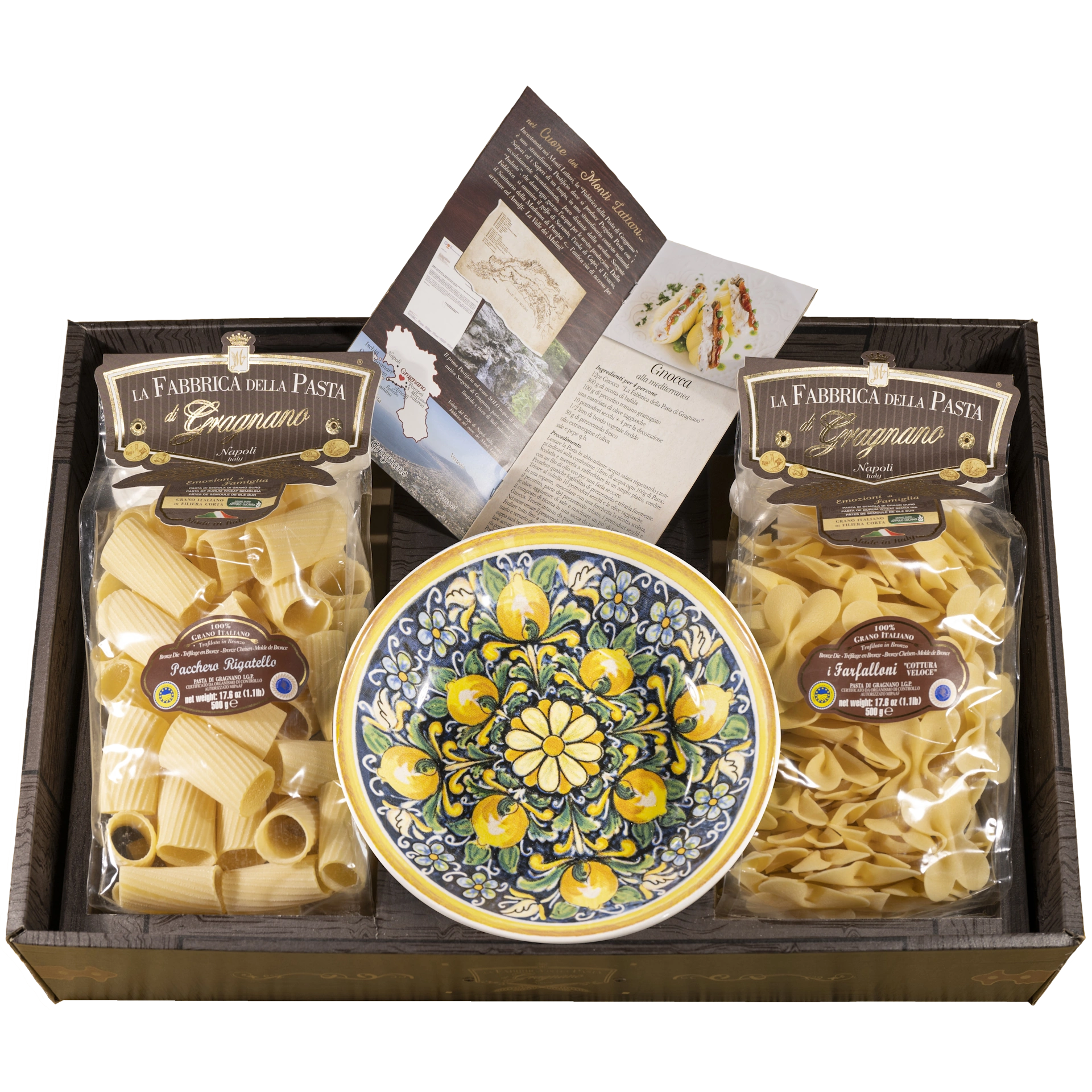 Gragnano Nudeln mit Keramik Pasta-Teller - Geschenkkarton Dekor Amalfi