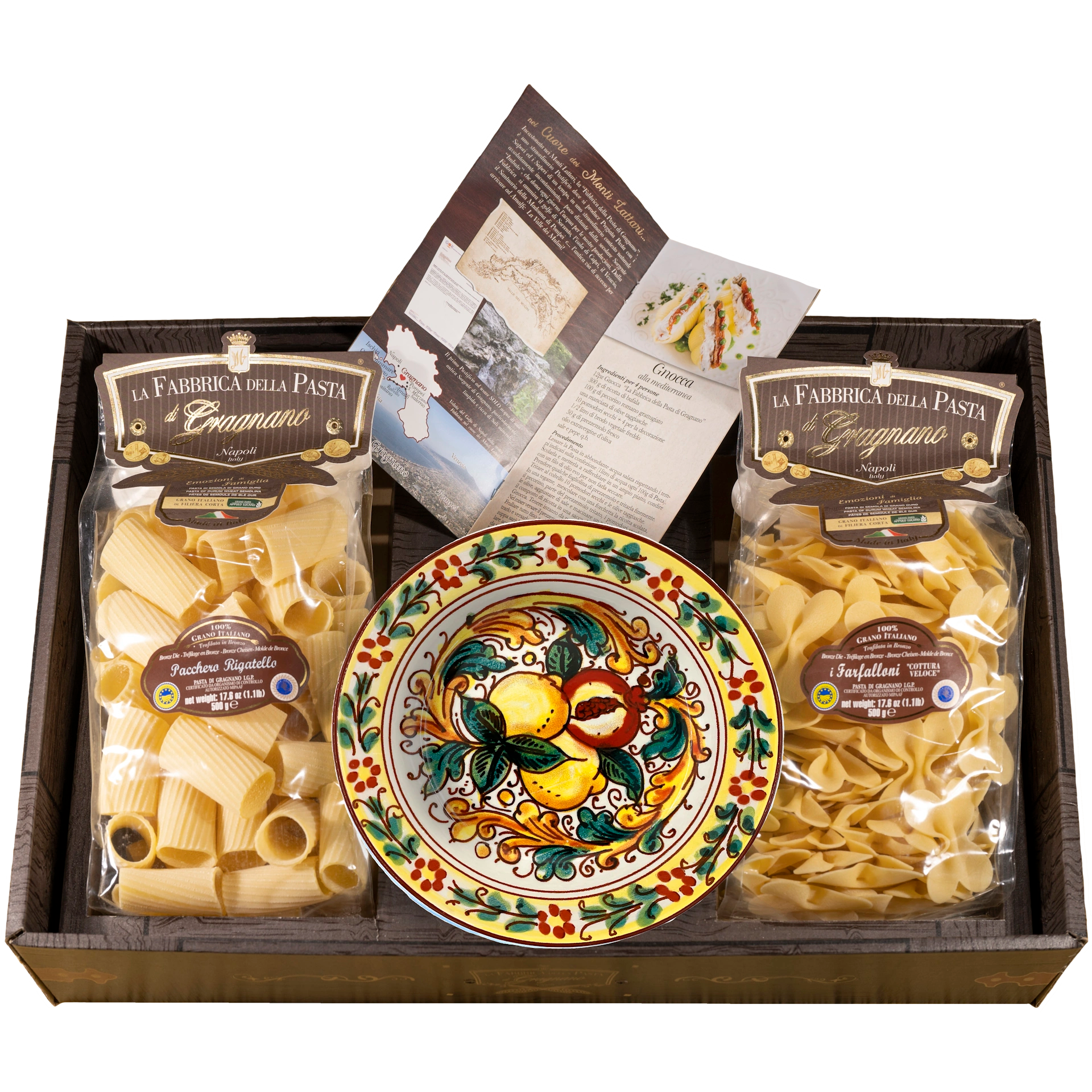 Gragnano Nudeln mit Keramik Pasta-Teller - Geschenkkarton Dekor Sorrento