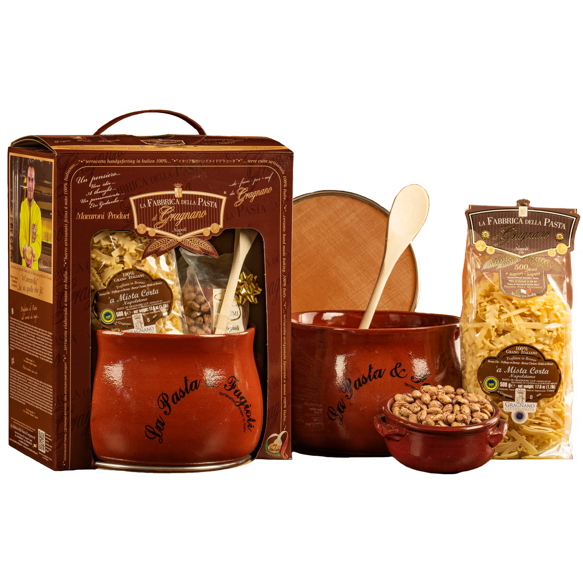 Gragnano Terrakotta-Topf mit Pasta & Bohnen honigbraun (711)