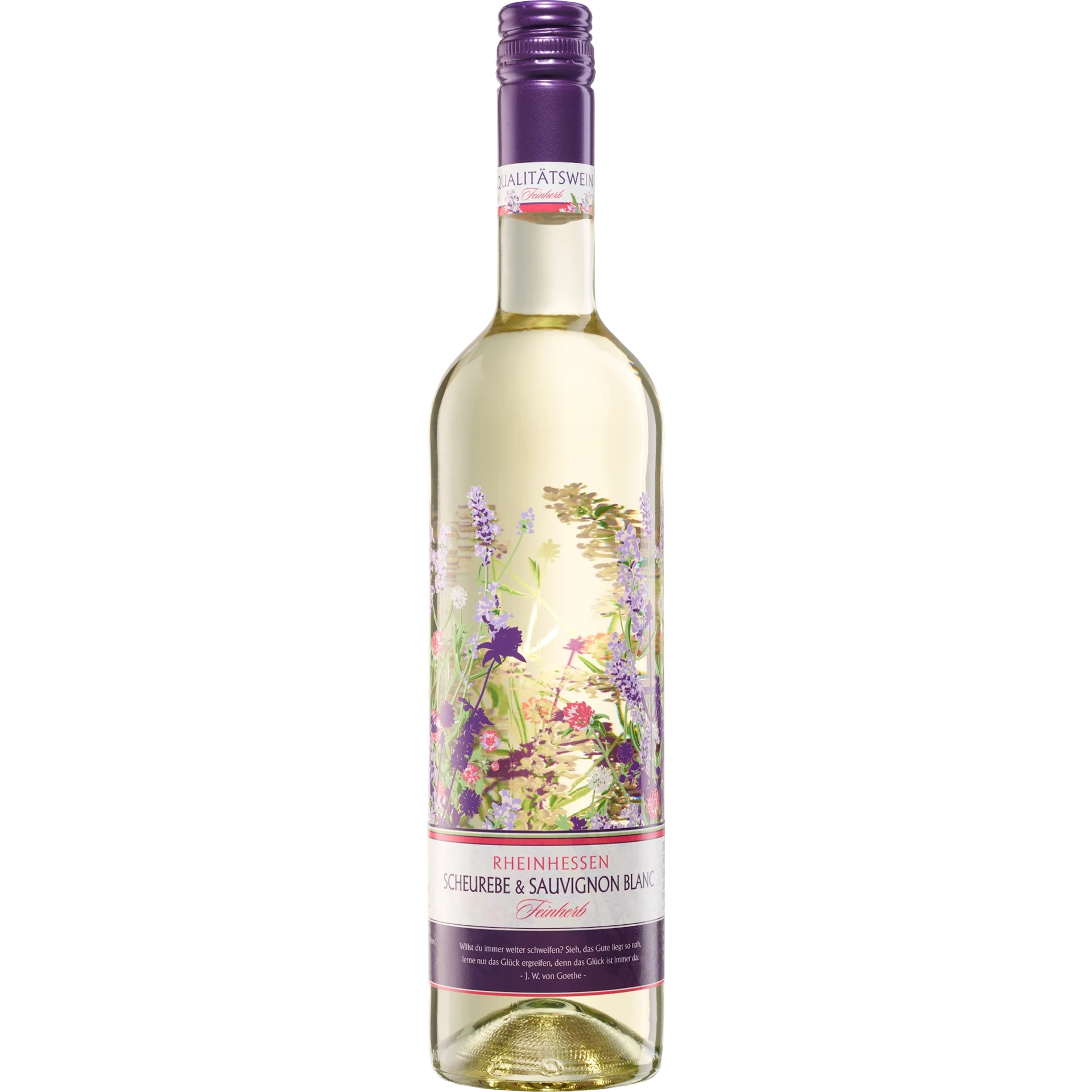 Moselland Nierstein Blumenflasche - Lavendelmeer Rheinhessen Scheurebe Sauvignon Blanc QbA