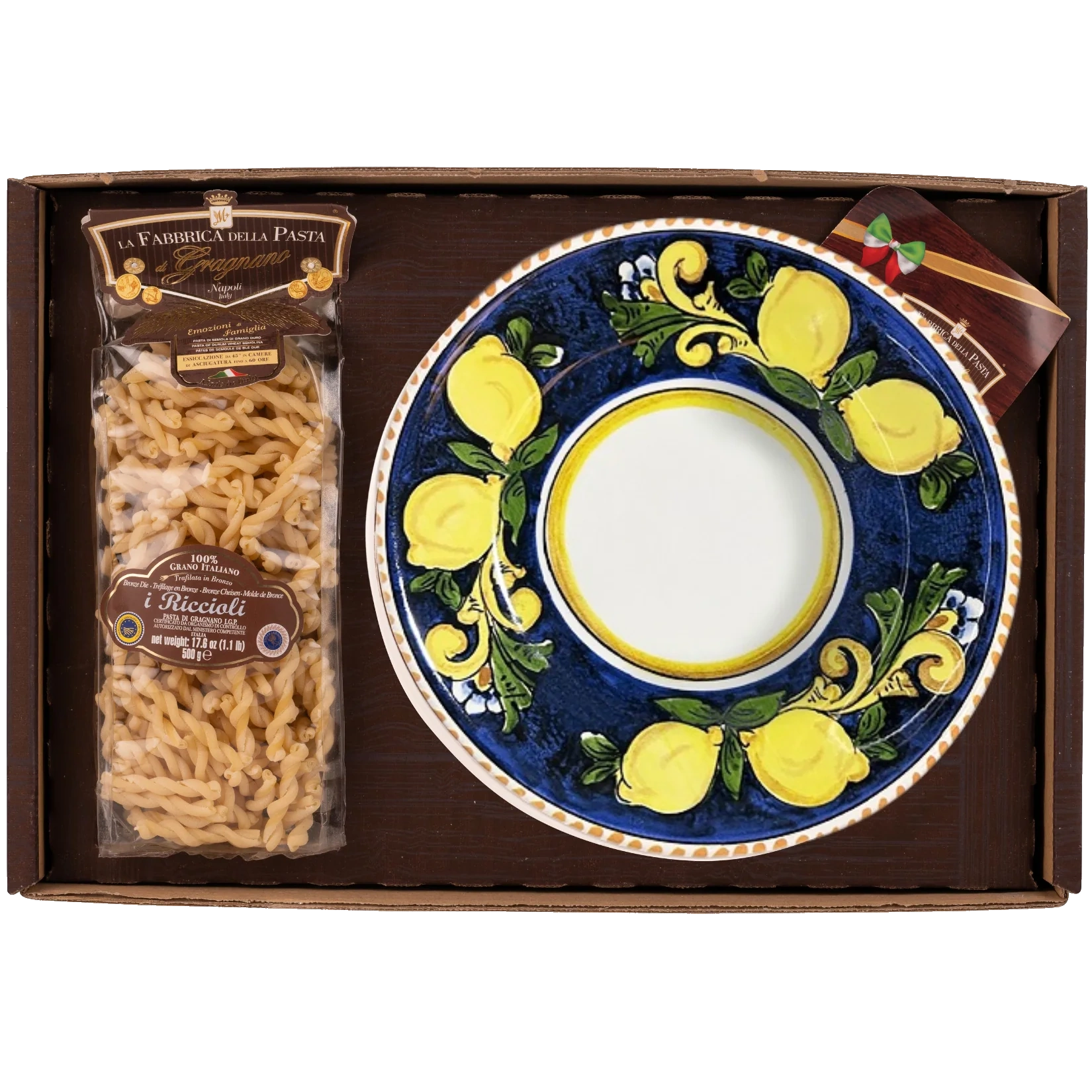Pasta di Gragnano IGP Nudeln + Keramikteller Positano-Dekor 21cm (965)