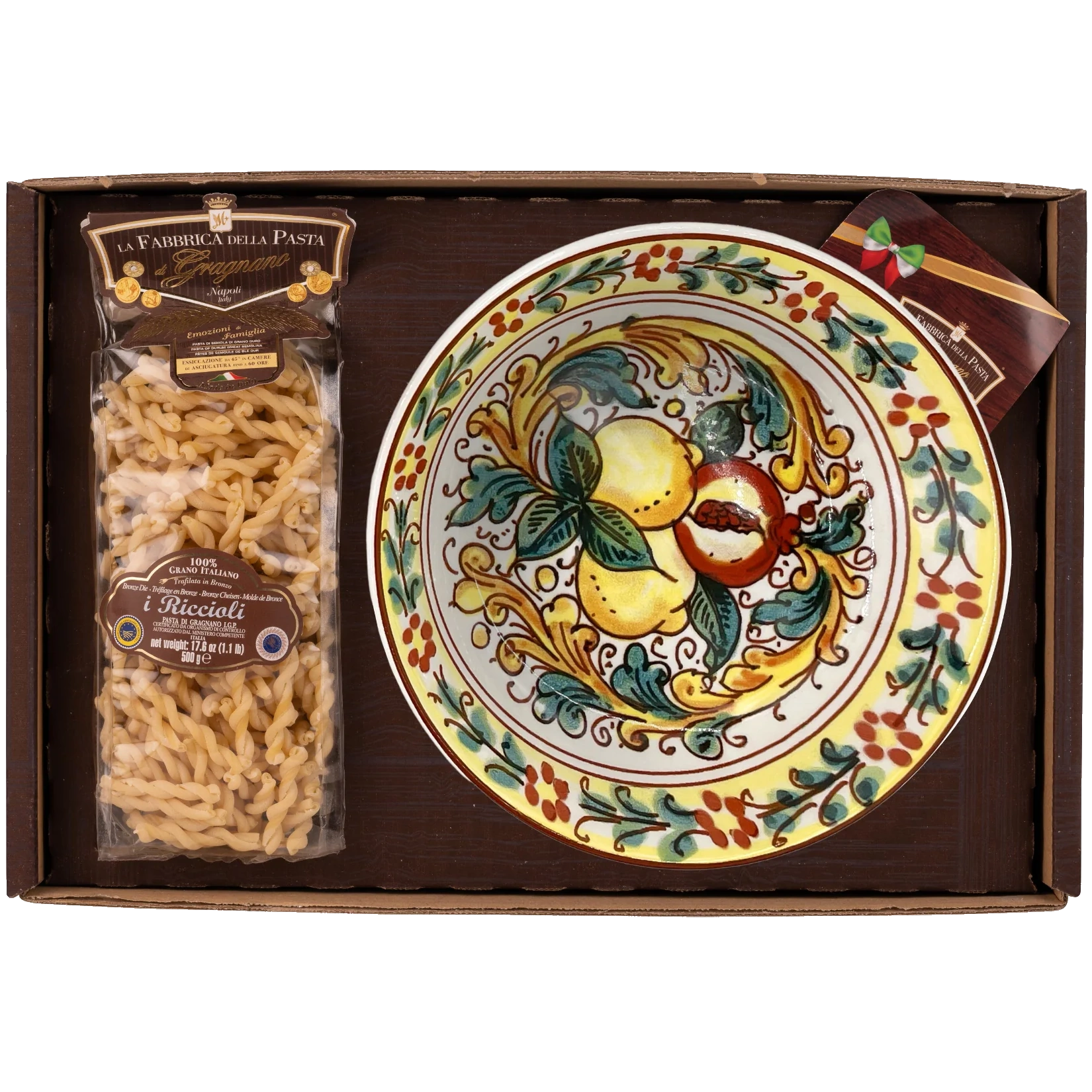 Pasta di Gragnano IGP Nudeln + Keramikteller Sorrento-Dekor 21cm (966)